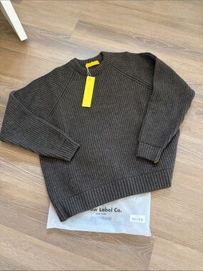 NWT YELLOW LABEL CO Wool le chunky knit sweater in chocolate size M/L